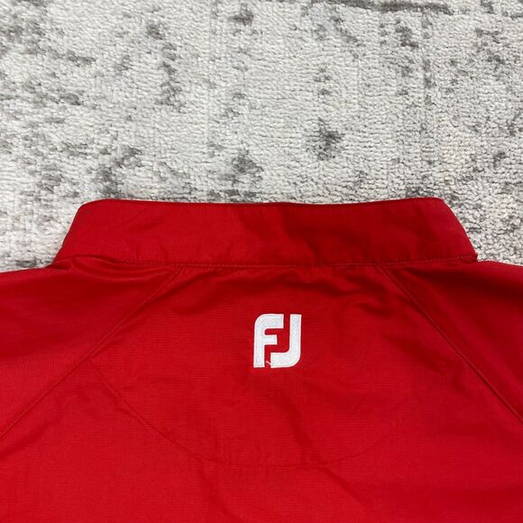 Footjoy FJ Pullover Golf Windbreaker Red 1/4 Button Jacket Mens Size Medium - Picture 6 of 8